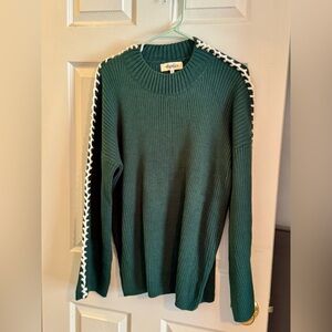 Haptics Green Sweater with White Trim